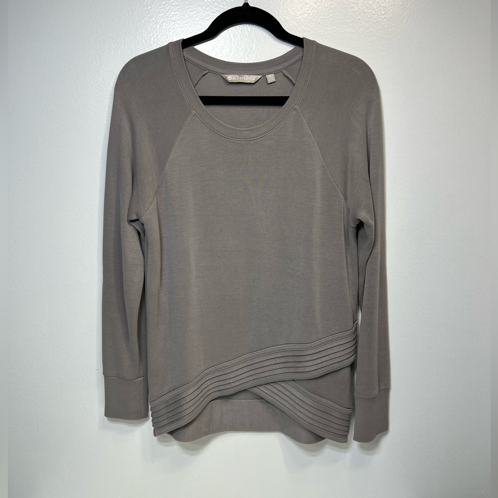 Athleta Serenity Criss Cross Gray Women's Sweatshirt in Gray Modal Blend.